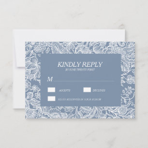 Dusty Blue Chinoiserie Floral RSVP-kaarten RSVP Kaartje
