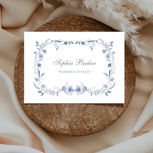 Dusty Blue Chinoiserie Floral Visitekaartje