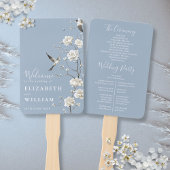 Dusty Blue Chinoiserie Floral Wedding Program Handwaaier