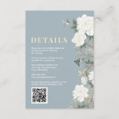 Dusty Blue Chinoiserie Flowers Wedding Details Informatiekaartje (Voorkant)