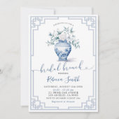 Dusty Blue Chinoiserie Ginger Jar Bridal Brunch Kaart (Voorkant)