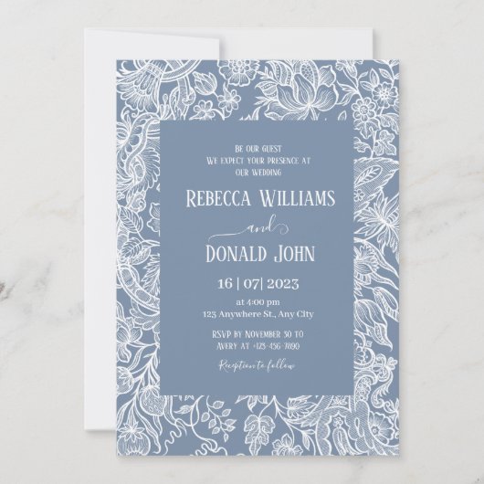 Dusty Blue Chinoiserie Kaart (Voorkant)