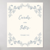 Dusty Blue Chinoiserie Kaarten & Geschenken Poster (Voorkant)