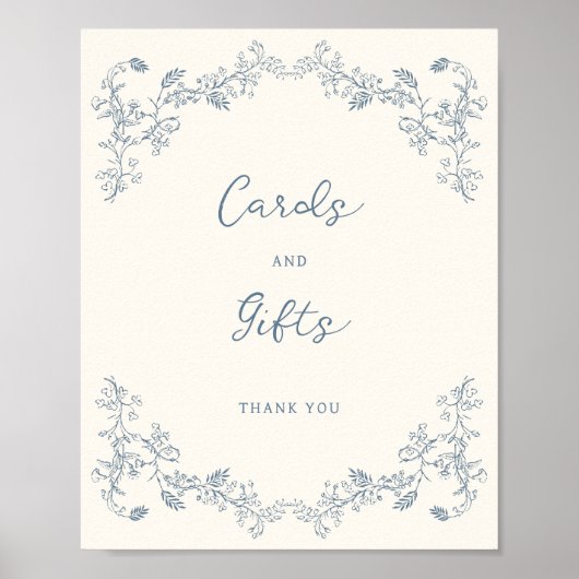 Dusty Blue  Chinoiserie Kaarten & Geschenken Poster (Voorkant)