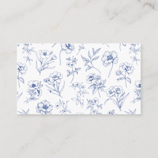 Dusty Blue Chinoiserie Luier Raffle Ticket Informatiekaartje (Achterkant)