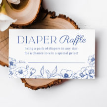 Dusty Blue Chinoiserie Luier Raffle Ticket