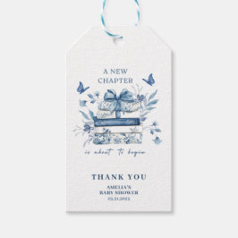 Dusty Blue Chinoiserie New chapter Baby Shower Cadeaulabel