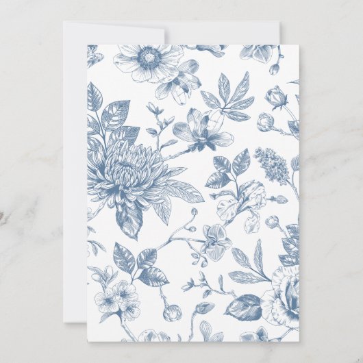 Dusty blue Chinoiserie new chapter baby shower Kaart (Achterkant)