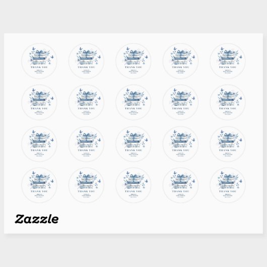 Dusty Blue Chinoiserie New chapter Baby Shower Ronde Sticker (Vel)