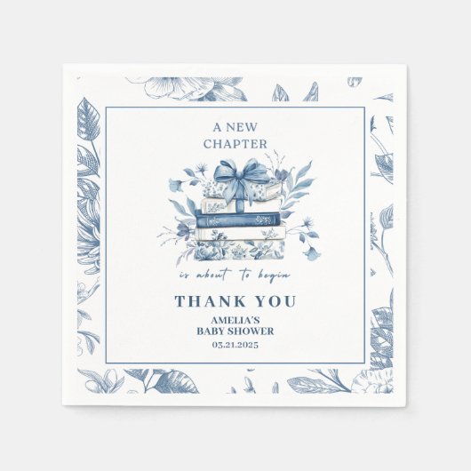 Dusty Blue Chinoiserie New chapter Baby Shower Servet (Voorkant)