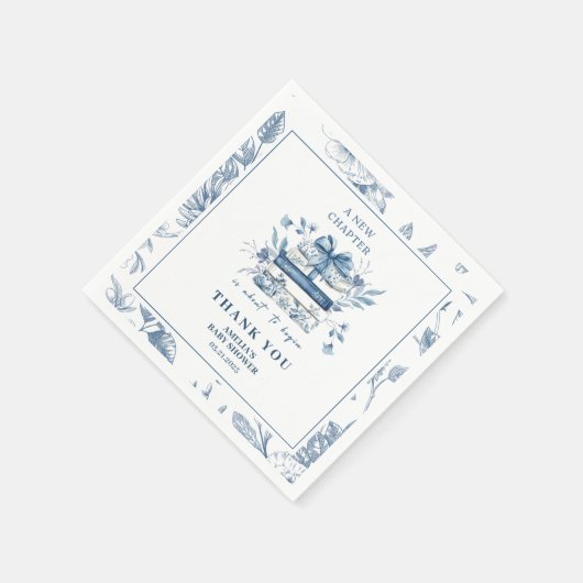 Dusty Blue Chinoiserie New chapter Baby Shower Servet (Hoek)
