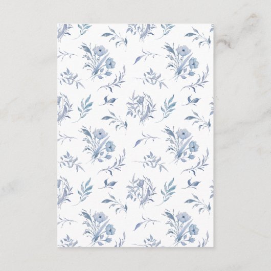 Dusty Blue Chinoiserie Pattern | Trouwdetails Informatiekaartje (Achterkant)
