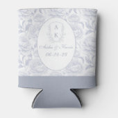 Dusty Blue Chinoiserie Peonies Monogram Wedding Blikjeskoeler (Voorkant)
