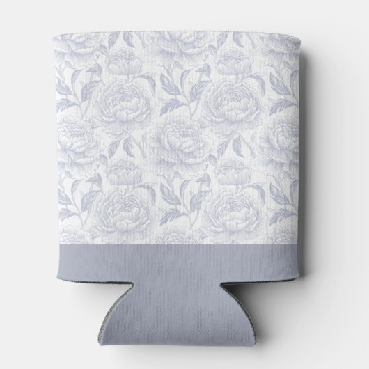 Dusty Blue Chinoiserie Peonies Monogram Wedding Blikjeskoeler (Achterkant)