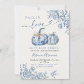 Dusty Blue Chinoiserie Pumpkin Herfst In Love Show Kaart (Voorkant)