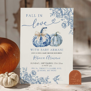 Dusty Blue Chinoiserie Pumpkin Herfst In Love Show Kaart