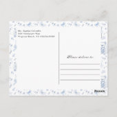 Dusty Blue Chinoiserie Teddy Bear Bedankt Briefkaart (Achterkant)