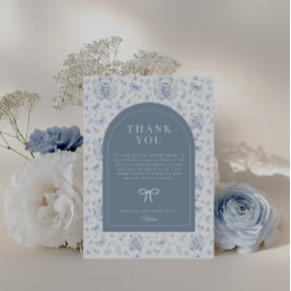 Dusty Blue Chinoiserie Teddy Bear Bedankt Briefkaart