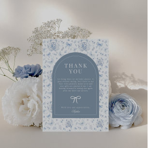 Dusty Blue Chinoiserie Teddy Bear Bedankt Briefkaart