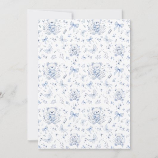 Dusty Blue Chinoiserie Teddy Bear Bedankt Kaart (Achterkant)