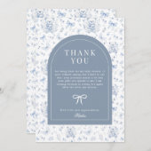 Dusty Blue Chinoiserie Teddy Bear Bedankt Kaart (Voorkant / Achterkant)