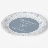Dusty Blue Chinoiserie Teddy Bear Bows Baby shower Papieren Bordje (Gekanteld)
