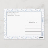 Dusty Blue Chinoiserie Teddy Bear en Bows Baby Briefkaart (Achterkant)