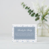 Dusty Blue Chinoiserie Teddy Bears Baby shower Informatiekaartje (Staand voorkant)
