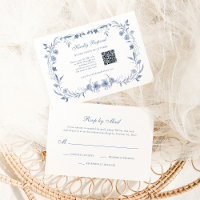 Dusty Blue Chinoiserie | Traditionele en QR-code