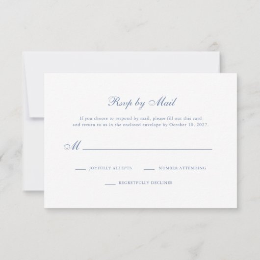 Dusty Blue Chinoiserie | Traditionele en QR-code RSVP Kaartje (Achterkant)