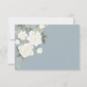 Dusty Blue Chinoiserie Vogel Pioen Bruiloft RSVP Kaart (Achterkant)
