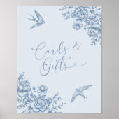 Dusty Blue Chinoiserie Vrijgezellenfeest Kaarten & Poster (Voorkant)