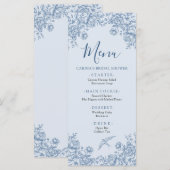 Dusty Blue Chinoiserie Vrijgezellenfeest Menu (Voorkant / Achterkant)