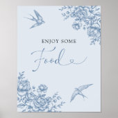 Dusty Blue Chinoiserie Vrijgezellenfeest Voedselbo Poster (Voorkant)