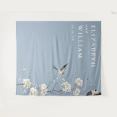 Dusty Blue Chinoiserie Wedding Photo Achtergrond Wandkleed (Voorkant (horizontaal))