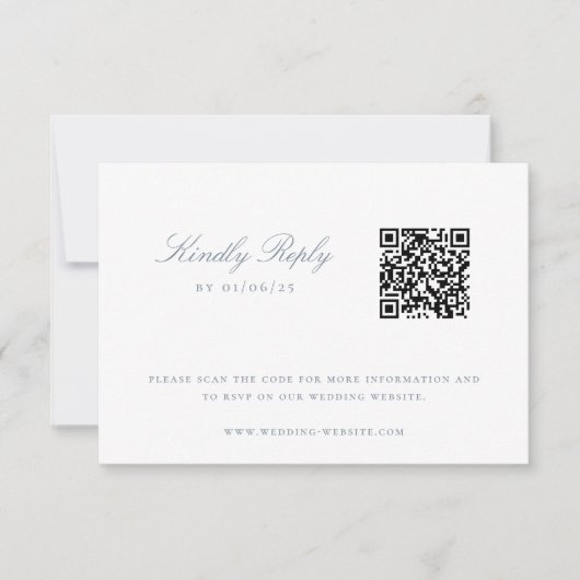 Dusty Blue Chinoiserie Wedding QR Code Kaart (Voorkant)