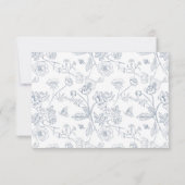 Dusty Blue Chinoiserie Wedding QR Code Kaart (Achterkant)