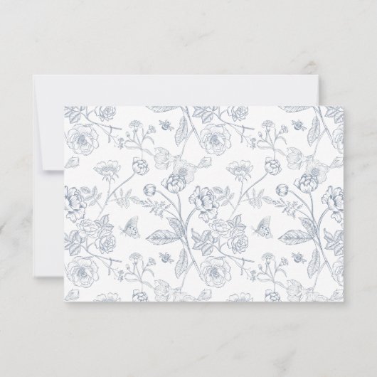 Dusty Blue Chinoiserie Wedding QR Code Kaart (Achterkant)