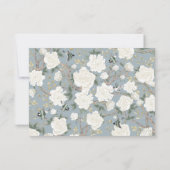 Dusty Blue Chinoiserie White Floral Wedding RSVP Kaart (Achterkant)