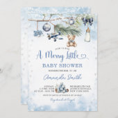 Dusty Blue Christmas Een vrolijk klein Baby shower Kaart (Voorkant / Achterkant)