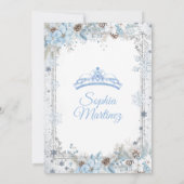Dusty Blue Christmas Floral Snowflake Quinceañera Kaart (Achterkant)