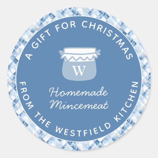 Dusty Blue Christmas Holiday Food Gift Ronde Sticker (Voorkant)