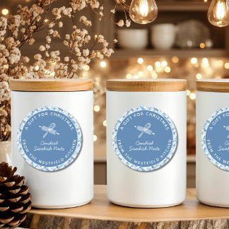 Dusty Blue Christmas Holiday Food Gift Ronde Sticker