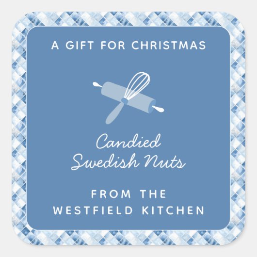 Dusty Blue Christmas Holiday Food Gift Vierkante Sticker (Voorkant)