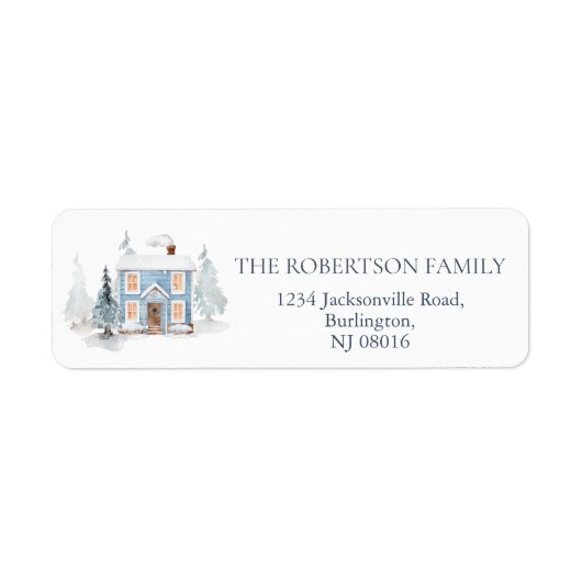 Dusty Blue Christmas House Etiket (Voorkant)