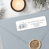 Dusty Blue Christmas House Etiket