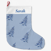 Dusty Blue Christmas Pagoda Tree patroon Grote Kerstsok (Voorkant)