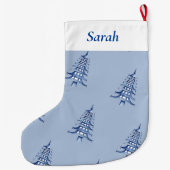 Dusty Blue Christmas Pagoda Tree patroon Grote Kerstsok (Achterkant)