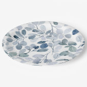 Dusty Blue Christmas | Waterverf Leaf Design Papieren Bordje (Gekanteld)