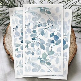 Dusty Blue Christmas Waterverf Leaf Design Servet